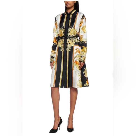 Versace Medusa Renaissance Print Shirt Dress Size 40 - Picture 5 of 6